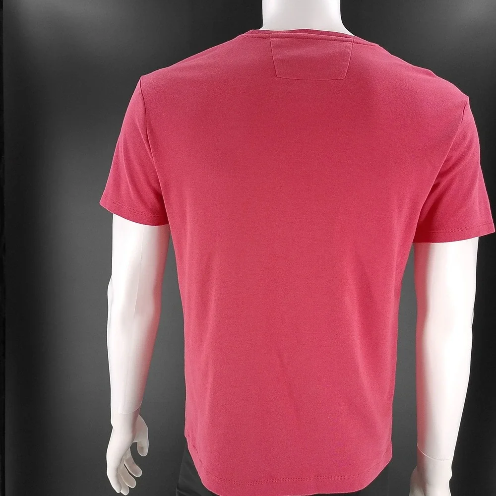 Banana Republic Dress Crew Mens Medium Pink Red Short Sleeve 100% Cotton T-Shirt
